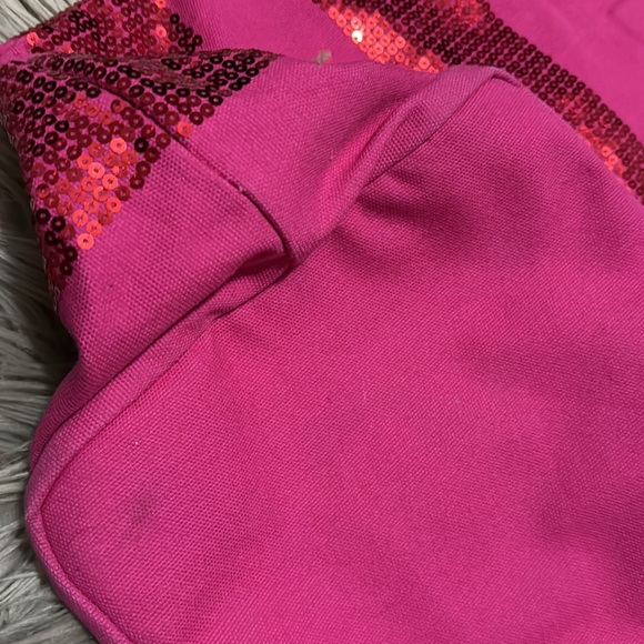 Victoria’s Secret Tote-Pink with Red Sequins-Canvas-Open Top-Guc - Picture 10 of 16